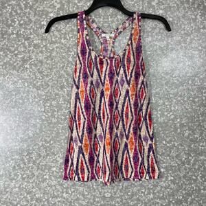 dELiA*s Purple & Orange Aztec Print Racerback Tank Top - Size Small - Scoop Neck